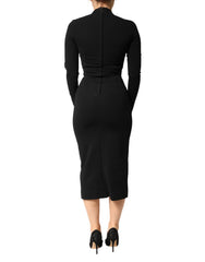 Dolce & Gabbana Black Viscose Bodycon Sheath Midi Dress