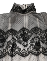 Dolce & Gabbana Black White Lace Silk Blend MaxiSheath Dress