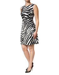 Dolce & Gabbana Black White Zebra Sleeveless A-line Dress