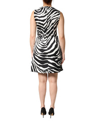 Dolce & Gabbana Black White Zebra Sleeveless A-line Dress