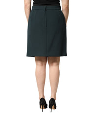Dolce & Gabbana Dark Green Mid Waist Pencil Cut Mini Skirt