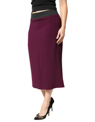Dolce & Gabbana Maroon Mid Waist Pencil Cut Midi Skirt