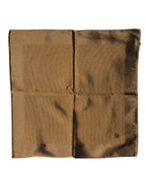 Dolce & Gabbana Brown Logo Silk Men Square Handkerchief Scarf