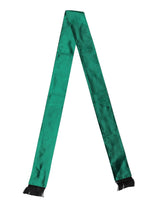 Dolce & Gabbana Green Silk Fringes Neck Wrap Foulard Scarf