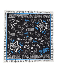 Dolce & Gabbana Multicolor Graphic Cotton Square Foulard Scarf