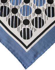 Dolce & Gabbana Blue Dotted Silk Square Foulard 66cm Scarf