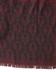 Dolce & Gabbana Maroon Patterned Silk Wrap Foulard Men 133cm x 22cm Scarf