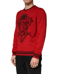 Dolce & Gabbana Red Lion Crown Logo Wool Crewneck Sweater