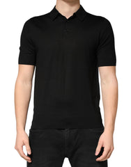 Dolce & Gabbana Black Silk Collared Short Sleeve Polo T-shirt