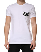 Dolce & Gabbana White Stripes Cotton Crew Neck Tee T-shirt