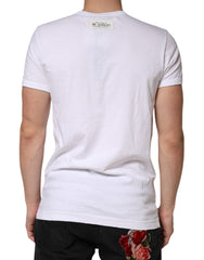 Dolce & Gabbana White Stripes Cotton Crew Neck Tee T-shirt