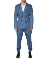 Dolce & Gabbana Blue Cotton Double Breasted 2 Piece Suit