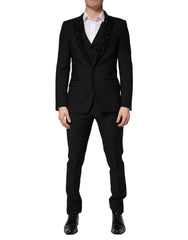 Dolce & Gabbana Black Wool Single Breasted 3 Piece Men Suit
