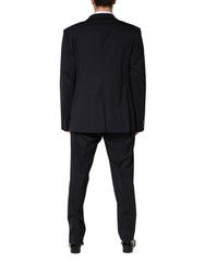 Dolce & Gabbana Blue Wool Double Breasted 2 Piece Men Suit