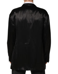 Dolce & Gabbana Black Silk Double Breasted 2 Button Blazer