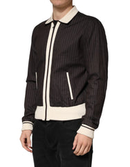 Dolce & Gabbana Brown Contrast Stripe Men Bomber Jacket