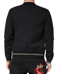 Dolce & Gabbana Dark Blue Cotton Full Zip Bomber Men Jacket