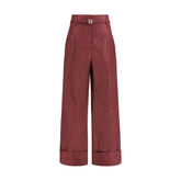 Fendi Bordeaux Silk Casual Pants