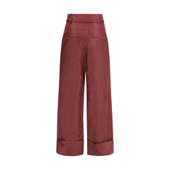 Fendi Bordeaux Silk Casual Pants