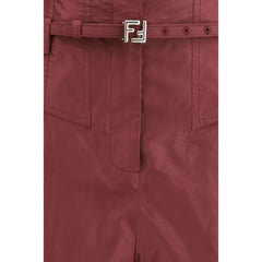 Fendi Bordeaux Silk Casual Pants