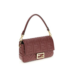Fendi Bordeaux Calf Leather Bos Taurus Shoulder Bag