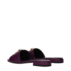 Versace Purple Leather Slippers