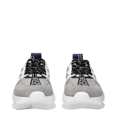 Versace Gray Leather Athletic Sneakers