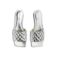 Bottega Veneta Silver Calfskin Flat Sandals