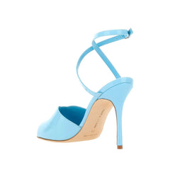 Manolo Blahnik Blue Calfskin Stiletto Heel Sandals