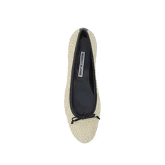 Manolo Blahnik Beige Raffia Ballet Flats