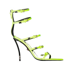 Versace Bicolor Silk Stiletto Heel Sandals