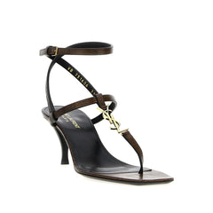 Saint Laurent Brown Calfskin Flat Sandals