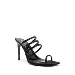 Saint Laurent Black Silk Stiletto Heel Sandals