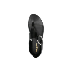 Saint Laurent Black Calfskin Flat Sandals
