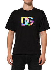Dolce & Gabbana Black Logo Print Cotton Crew Neck T-shirt