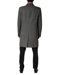 Dolce & Gabbana Gray Single Breasted Men Trench Coat Jacket