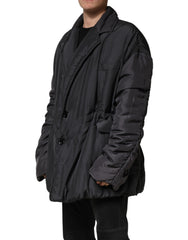 Dolce & Gabbana Black Silk Padded Parka Men Coat Jacket