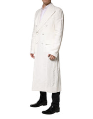 Dolce & Gabbana White Double Breasted Men Trench Coat Jacket