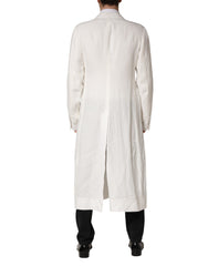 Dolce & Gabbana White Double Breasted Men Trench Coat Jacket