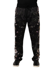 Dolce & Gabbana Black Floral Straight-Leg Chino Trouser Pants