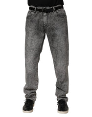 Dolce & Gabbana Gray Cotton Straight Leg Denim Trouser Jeans