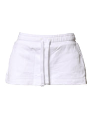Dolce & Gabbana White Cotton Blend Mid Waist A-line Mini Skirt