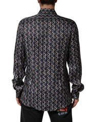 Dolce & Gabbana Multicolor Patterned Collared GOLD Men Dress Shirt