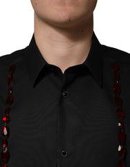 Dolce & Gabbana Black Crystal GOLD Formal Cotton Dress Shirt