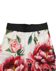 Dolce & Gabbana White Floral Leggings Stretch Waist Pants