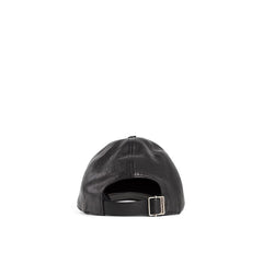 Saint Laurent Black Lamb Leather Cap (Baseball Hat)
