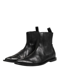 Dolce & Gabbana Black Chelsea Men Short Ankle Boots Shoes