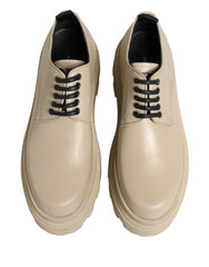Dolce & Gabbana Beige Lace Up Trekking Derby Men Dress Shoes