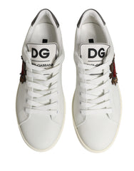 Dolce & Gabbana White Leather Sacred Heart Patch Sneakers Shoes