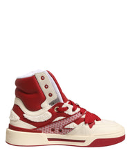 Dolce & Gabbana White Red Custom 2.Zero High Top Men Sneakers Shoes